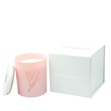 Pink Love Geranium & Peppermint Luxury Soy Candle - 100% Natural Fragrance Pink Love Geranium & Peppermint Soy Candle in a beautiful glass jar.