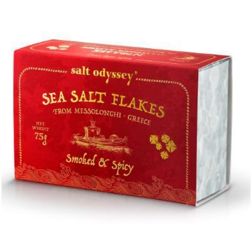 Visa detaljer för Havssalt Flakes Rökt och Kryddig Certifierad Ekologisk Salt Odyssey 75g. Bild på Havssalt Flakes Rökt och Kryddig Certifierad Ekologisk Salt Odyssey 75g.
