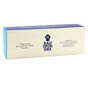 Premium packaging of Kalyspongea face sponges detailing the 100% natural, hypoallergenic, and antibacterial benefits.