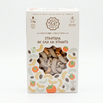 Maggiri Striftaria med olivpasta och tomat - Traditionell kretensisk twisted pasta, 250 g | Vegansk, handgjord i Heraklion, inga artificiella färgämnen