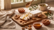 Lazaris Mandolato Classic – Greek Almond Nougat, 150g on a clean ecommerce background