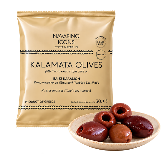 Navarino Icons Kalamata Olives Pitted in Extra Virgin Olive Oil, 30g by Navarino Icons - Primary product photo